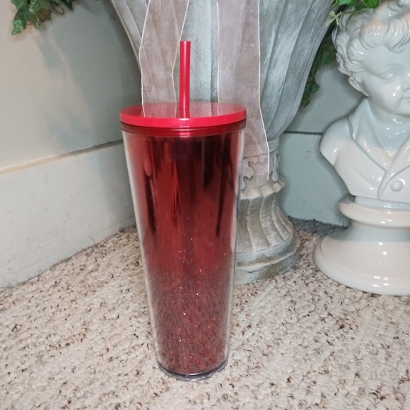 Starbucks Red Metallic With Sparkly Red Glitter 24 Ounce Holiday Venti Cold Cup - Picture 4 of 9